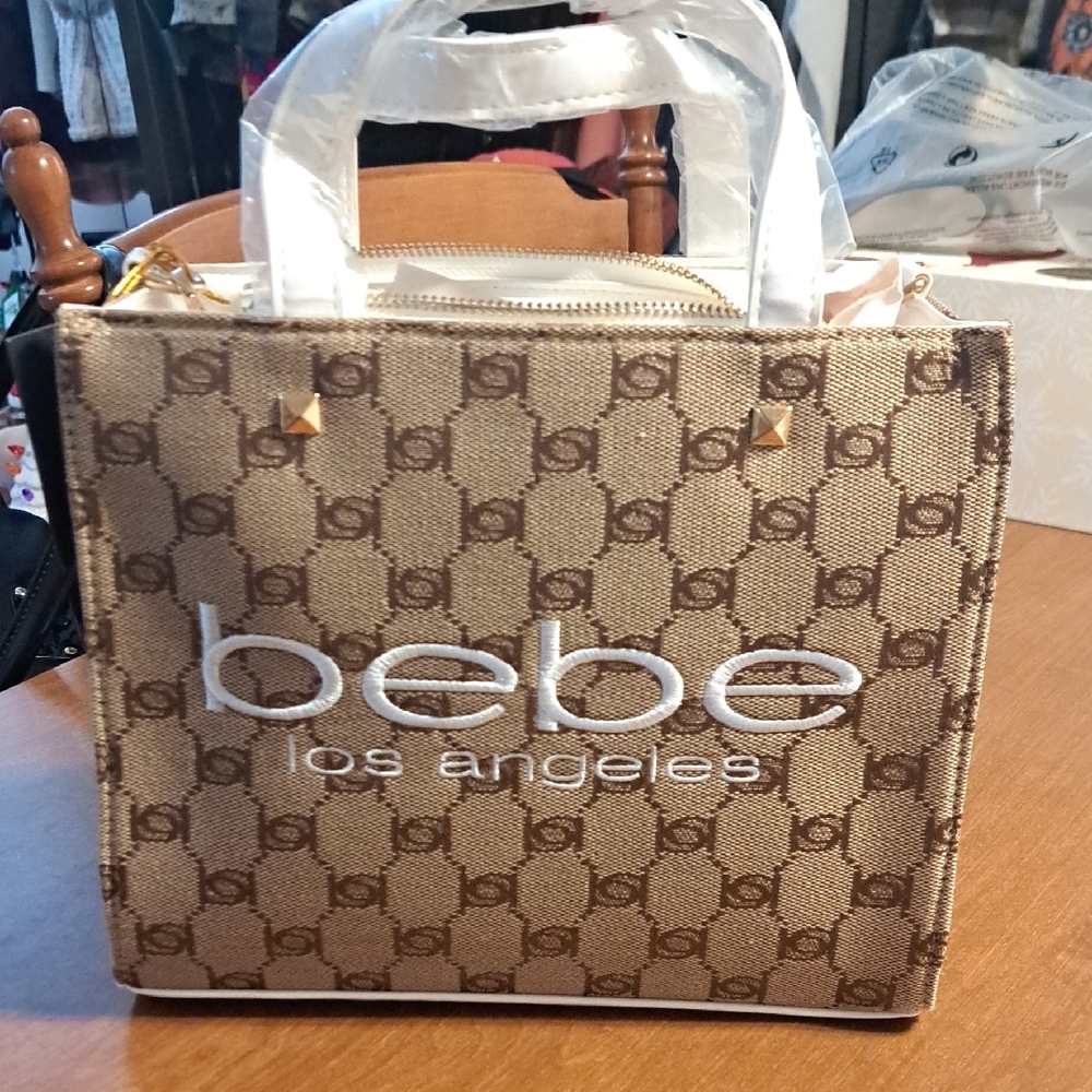 Bebe Los Angeles Brown Tote Bag New $99